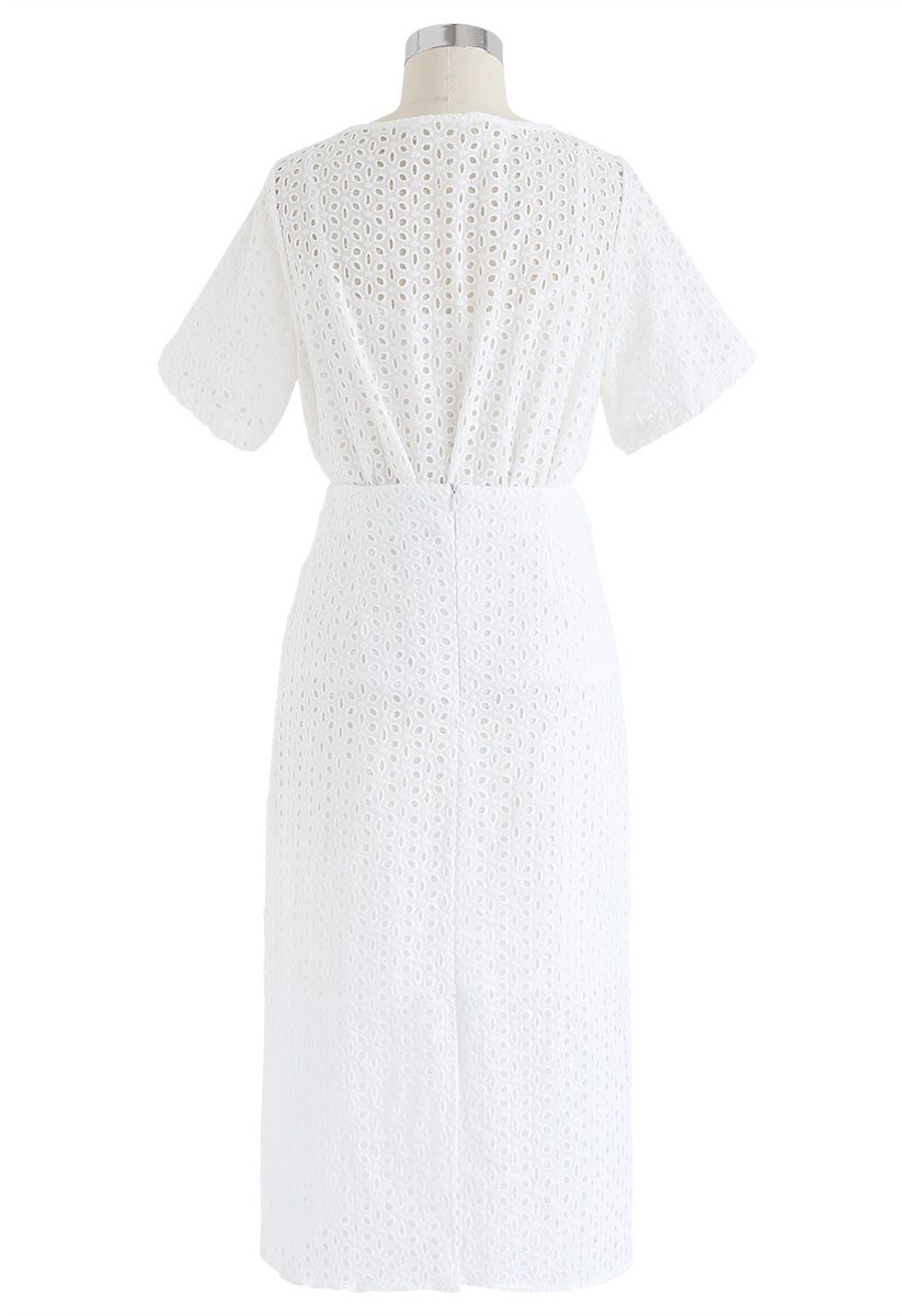 Starry Night Embroidered Eyelet Top and Skirt Set in White