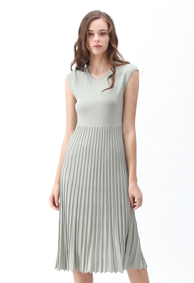 Stand for You Knit Sleeveless Dress in Pea Green 