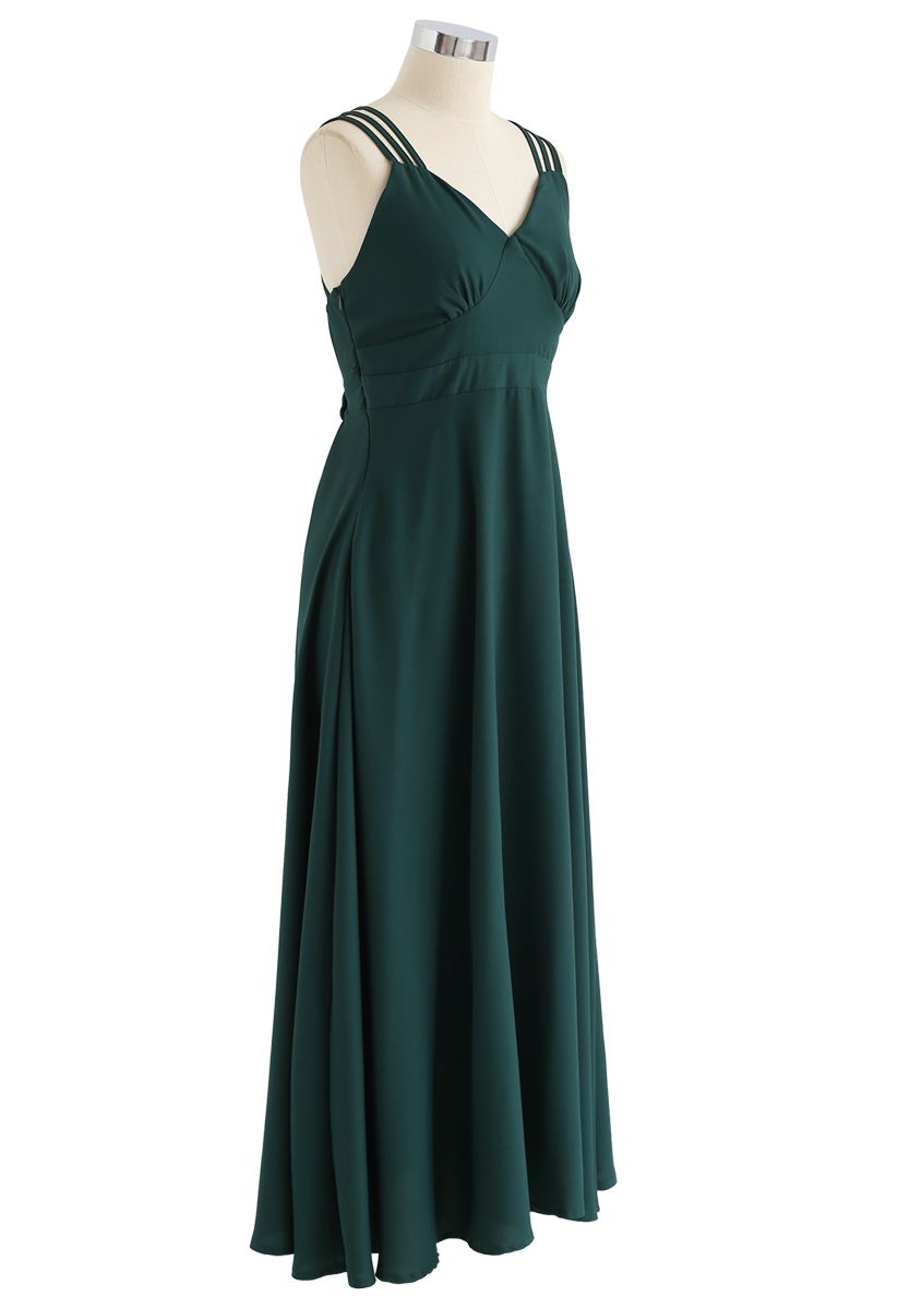 Perfect Sunday Cross Back Cami Dress in Green