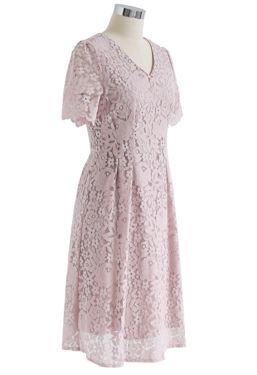 My Kind of Love Lace Midi Dress in Pink