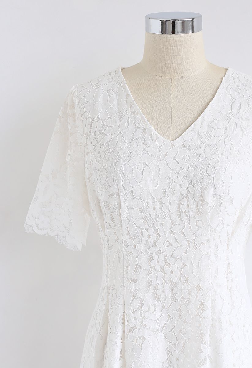 My Kind of Love Lace Midi Dress in White