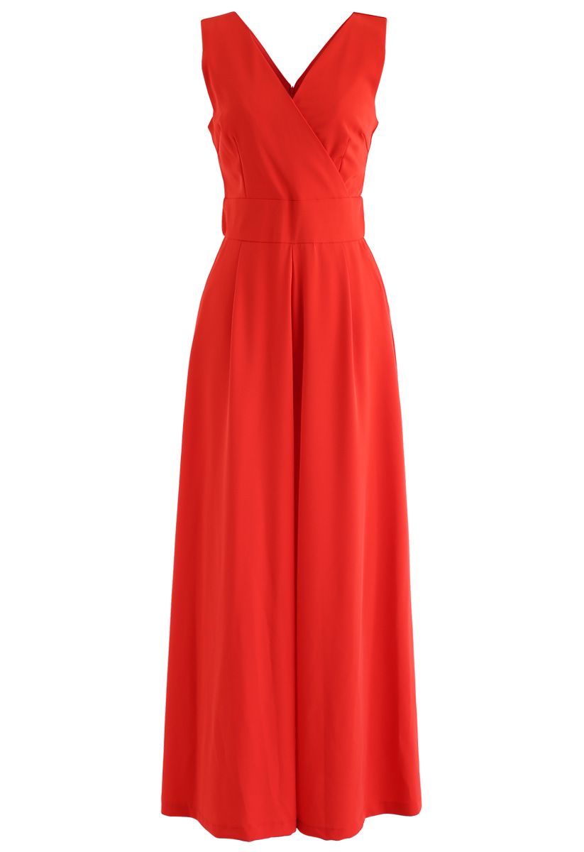 Eternal Elegance Wrapped Jumpsuit in Red