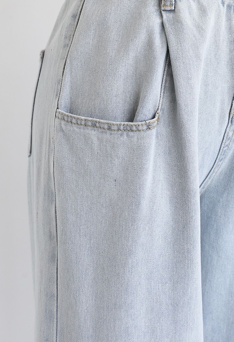 High-Waisted Washed Wide-Leg Jeans