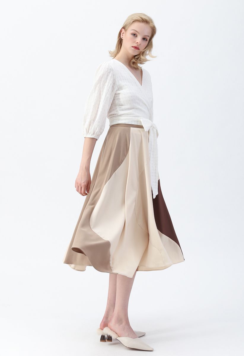 Multicolor Asymmetric A-Line Midi Skirt