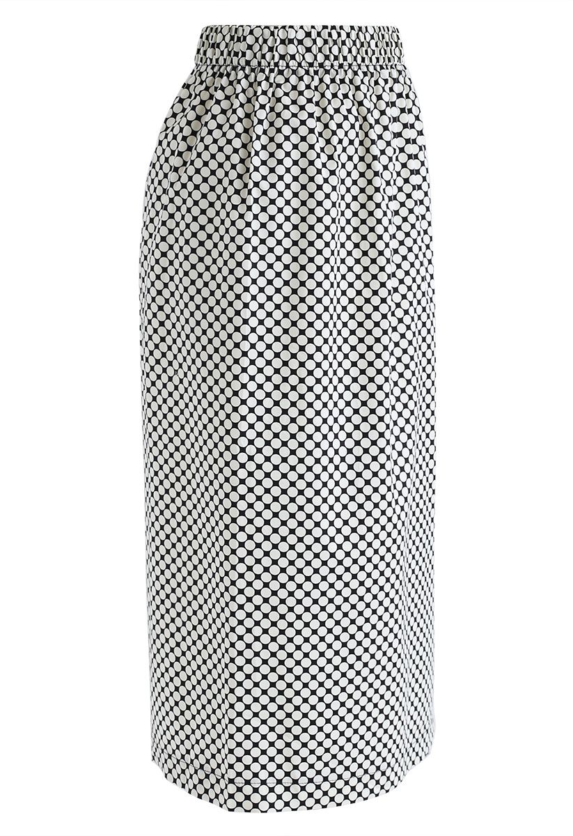 Dot Matrix Pencil Midi Skirt