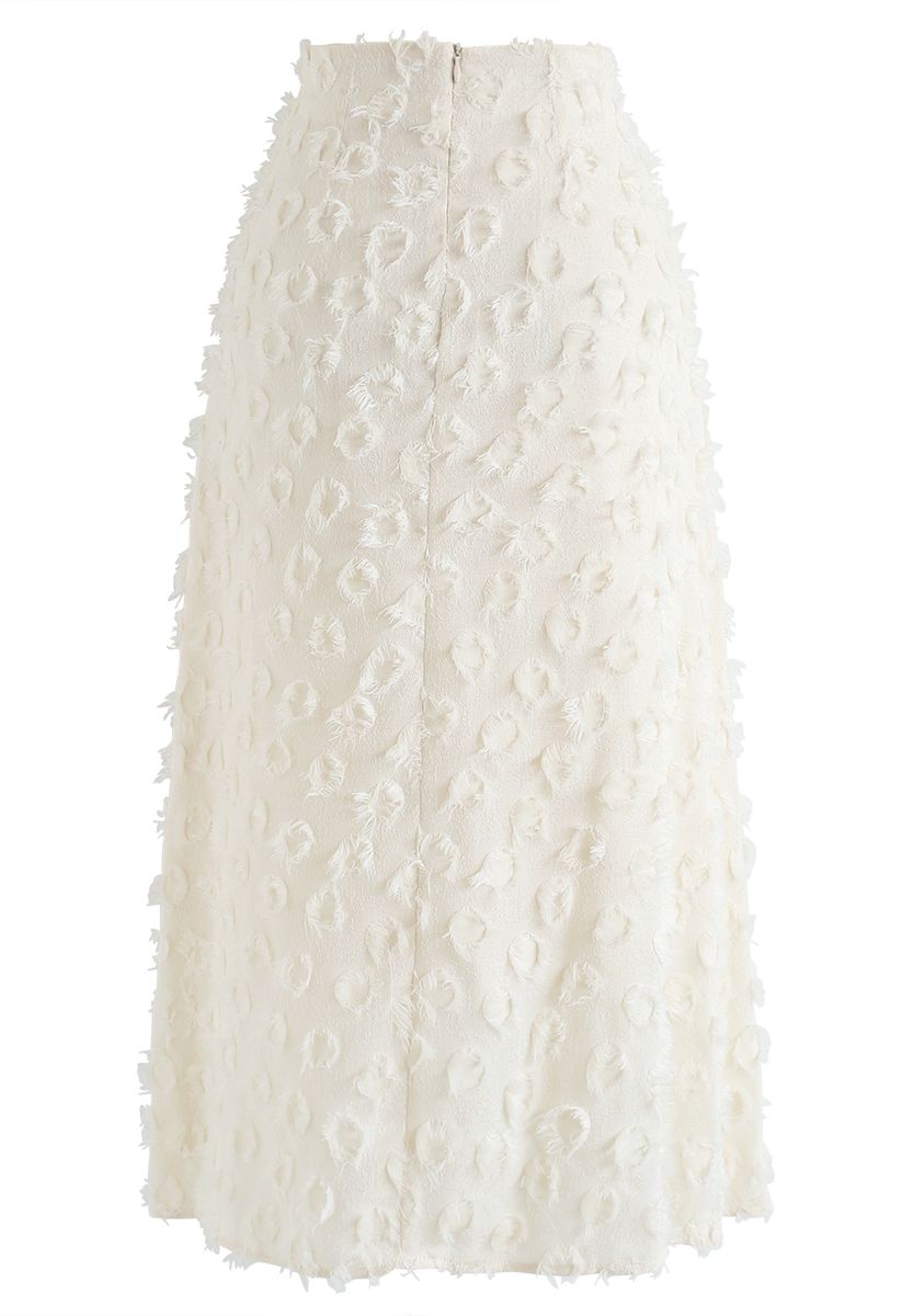 Tassel Trim Midi Skirt in Cream