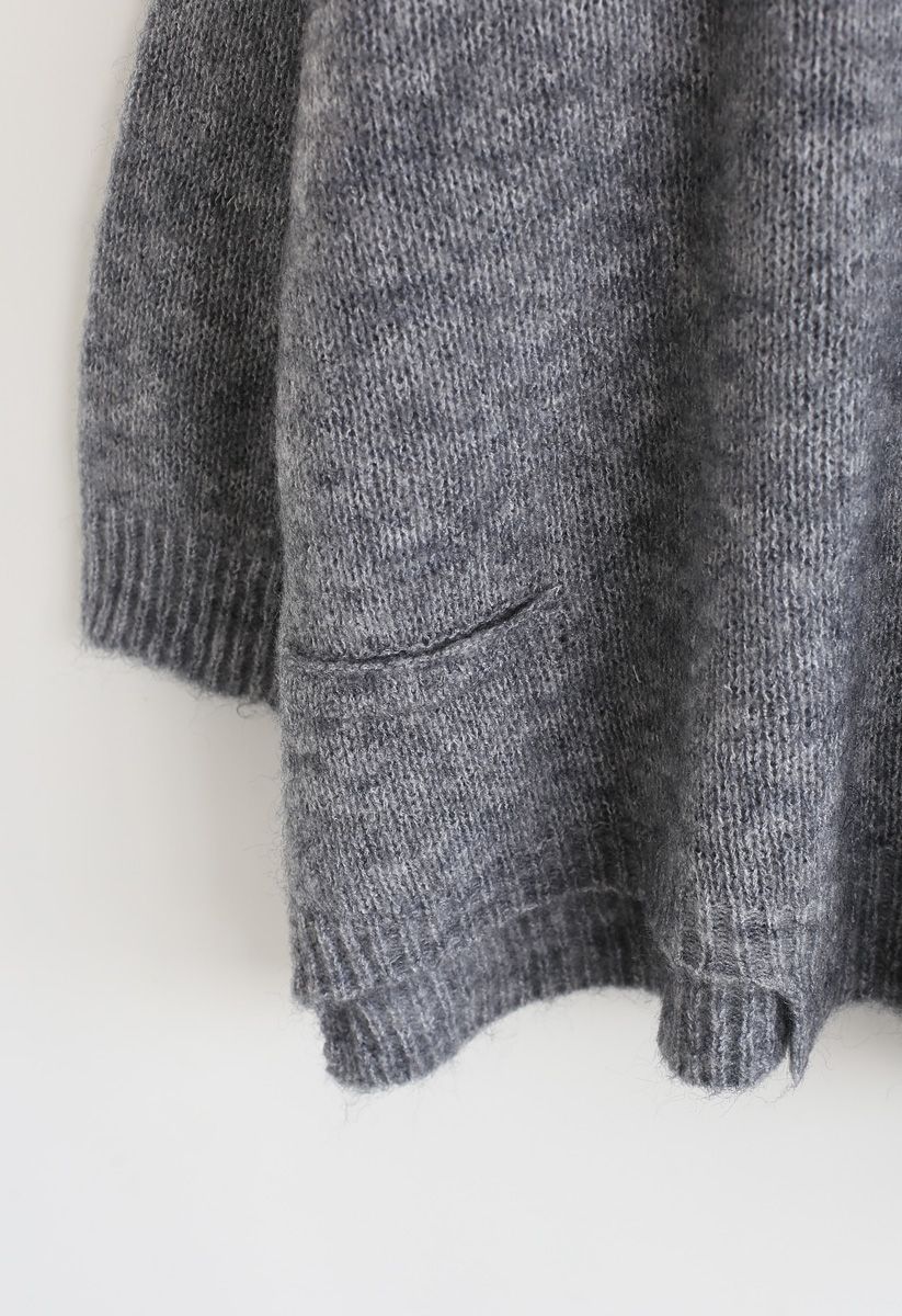 Hi-Lo Hem Oversize Knit Sweater in Grey
