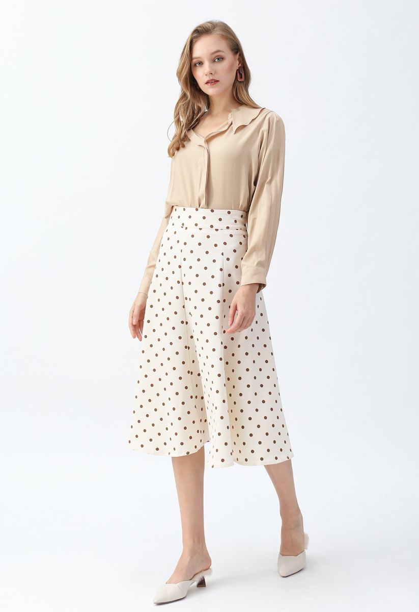 Polka Dot Printed A-Line Midi Skirt