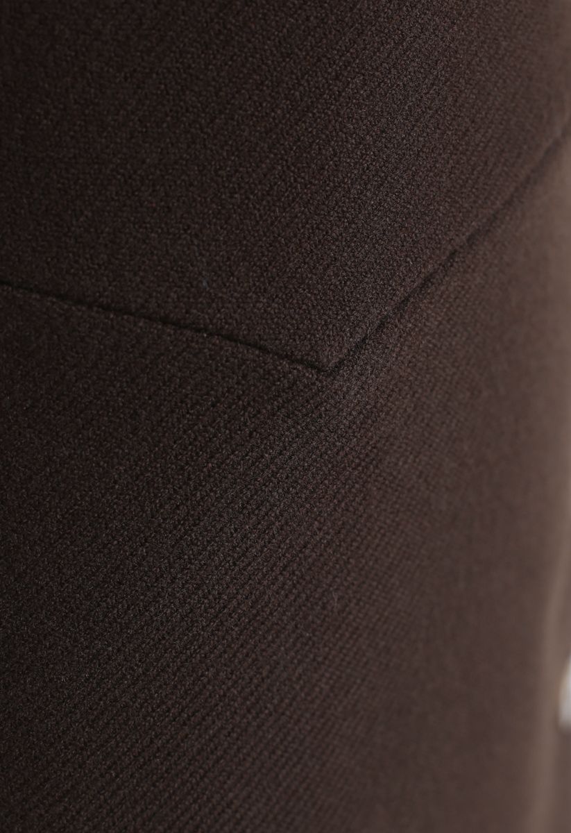 Basic Texture Button Trim Mini Skirt in Brown