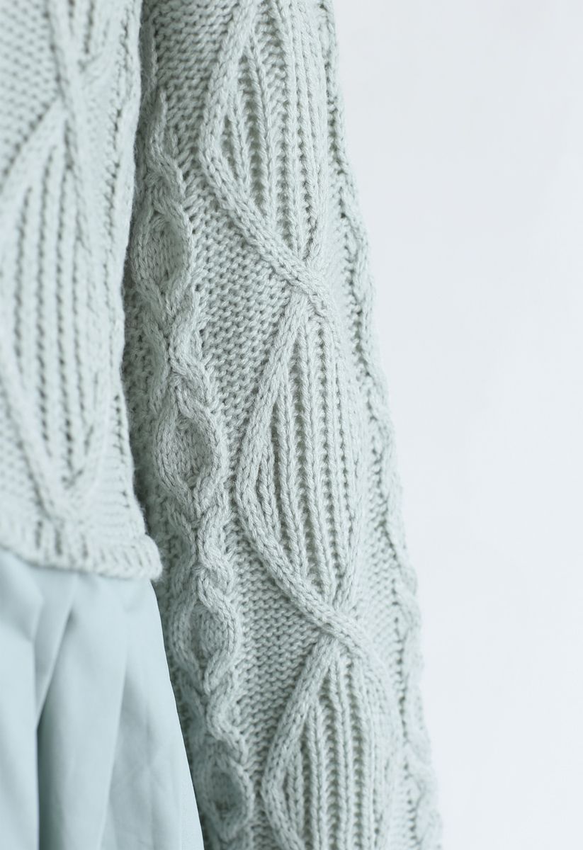 Cable Knit Pleated Dolly Tunic in Mint