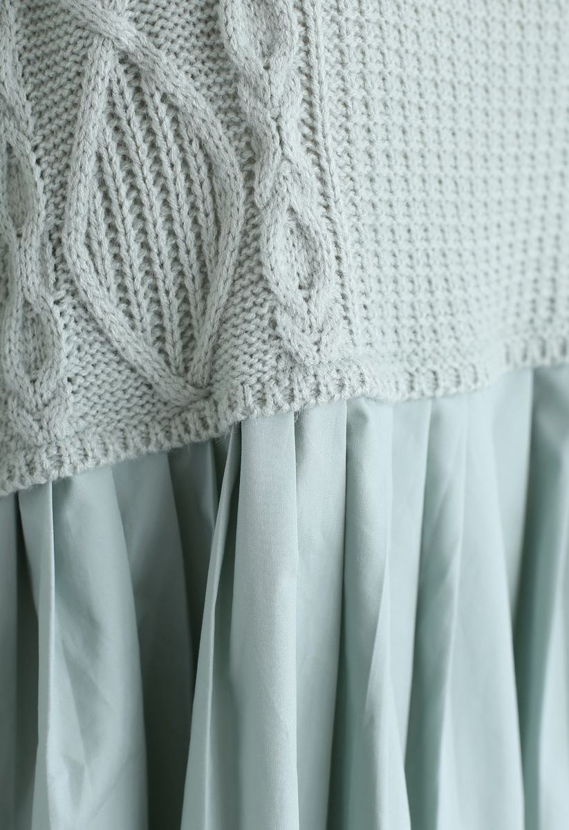 Cable Knit Pleated Dolly Tunic in Mint