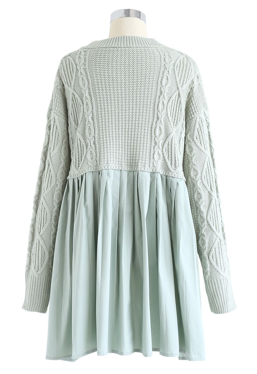 Cable Knit Pleated Dolly Tunic in Mint