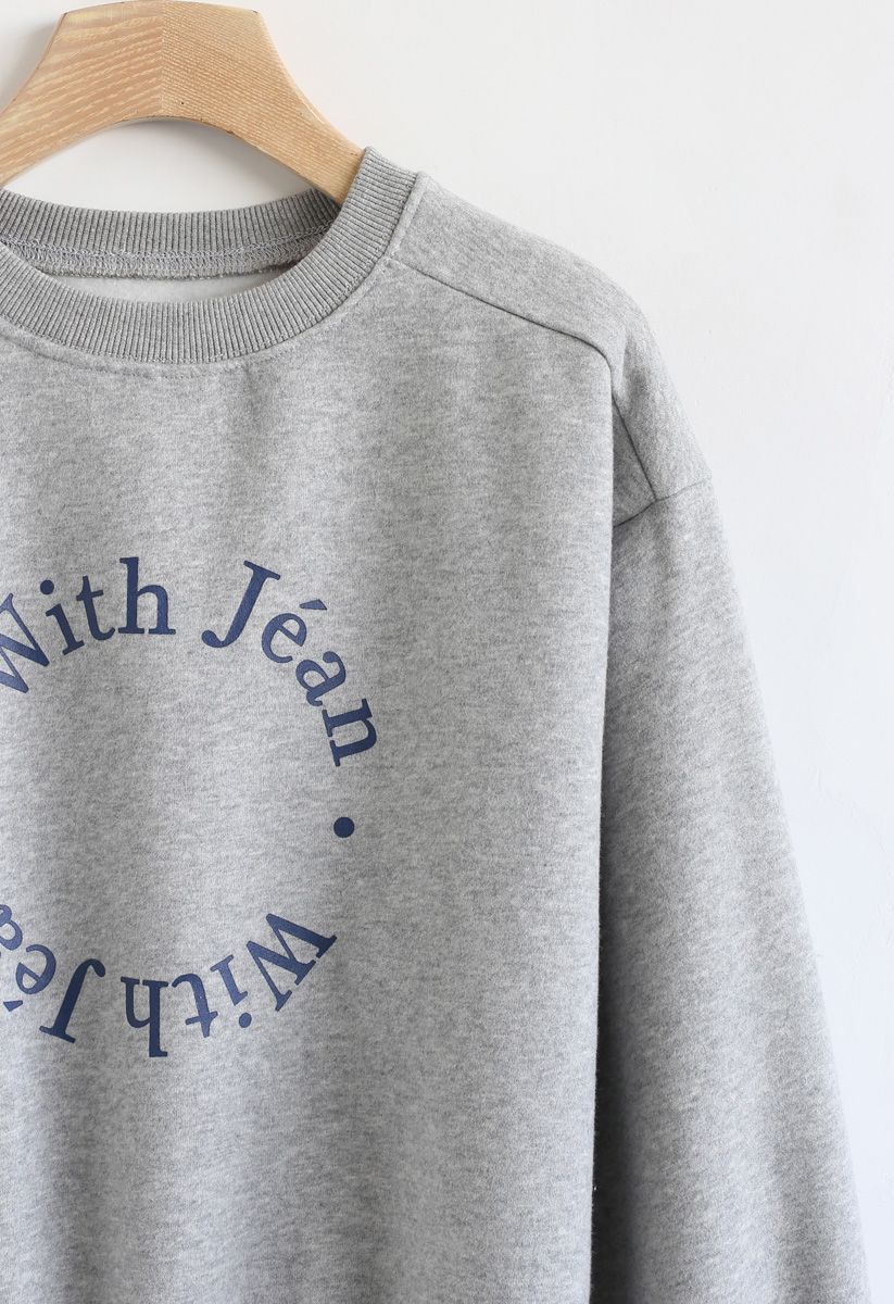 Letters Loose Fit Sweatshirt in Grey