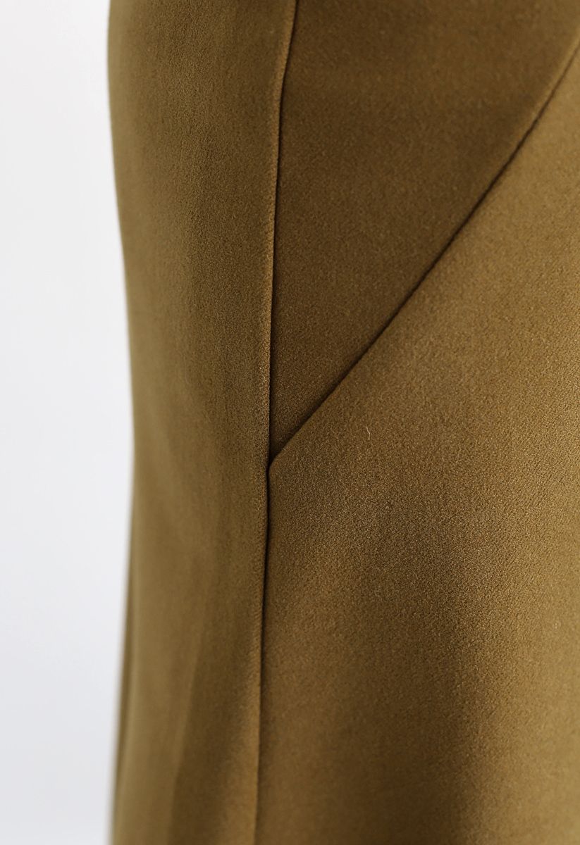 Frill Hem Wool-Blended Skirt in Mustard