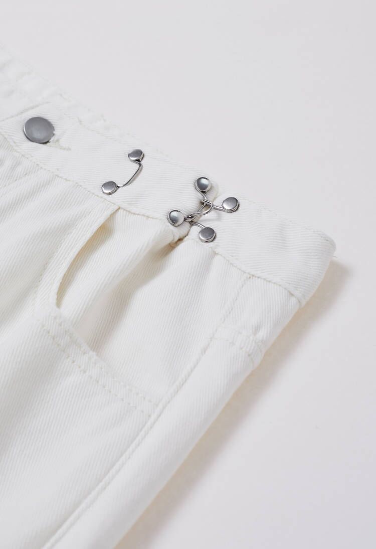Ripped Details Straight Leg Jeans in White
