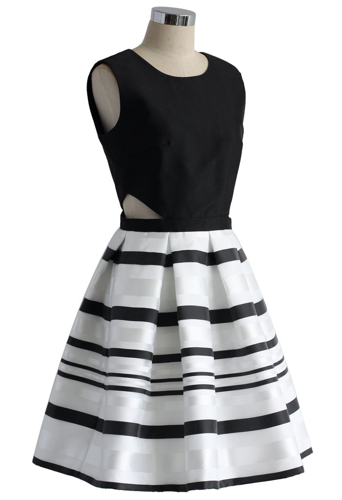 Fancy Stripes Cutout Dress