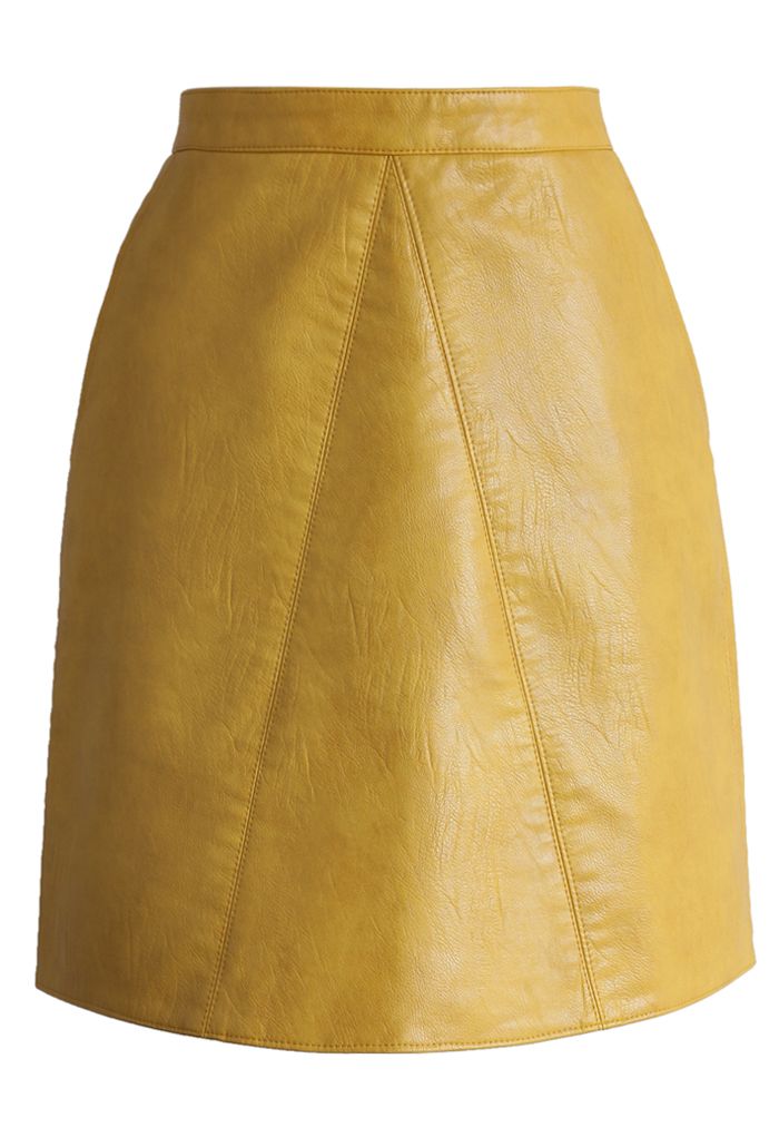Fetching Faux Leather Skirt in Mustard