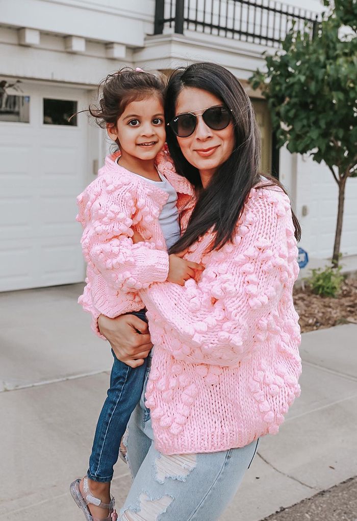 Knit Your Love Cardigan in Pink For Kids