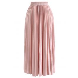 Full Pleated Midi Skirt in Peach - Retro, Indie and Unique Fashion