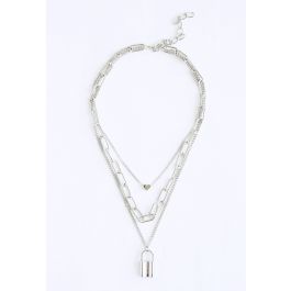 LAYERED SILVER LOCK NECKLACE – HDLA Inc.