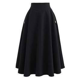 Classic Simplicity A-Line Midi Skirt in Black - Retro, Indie and Unique ...