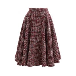 A-Line Tweed Skirt in Red