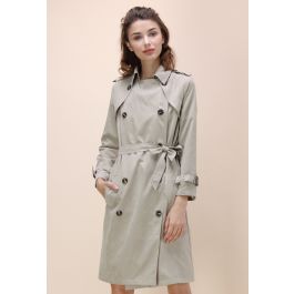 Refined Double-breasted Trench Coat in Sand - Retro, Indie and Unique ...