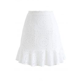 Let Love Grow Eyelet Mini Skirt in White - Retro, Indie and Unique Fashion