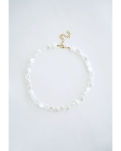 White Plastic Coin Pearls Necklace