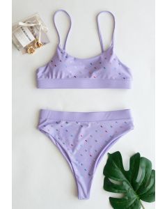 Colorful Sequin Cami Bikini Set in Lilac