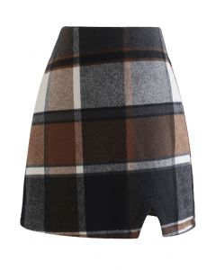 Chic+ Check Wool-Blend Mini Bud Skirt