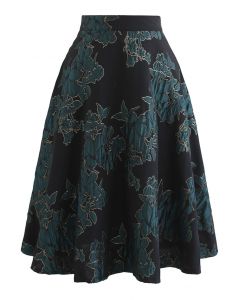 Luxurious Floral Jacquard Embossed Skirt