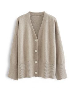 Soft Touch Button Down Cardigan in Camel