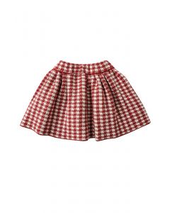 Stylish Houndstooth Pleated Skirt For Kids