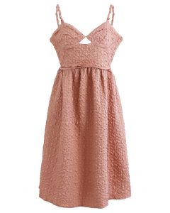Sweetheart Neck Embossed Cami Dress in Coral