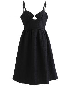 Sweetheart Neck Embossed Cami Dress in Black