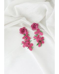 Pinky Beaded Flower Earrings