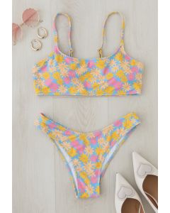 Summer Daisy Print Cami Bikini Set