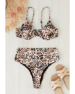 Leopard Print Bustier High Waist Bikini Set