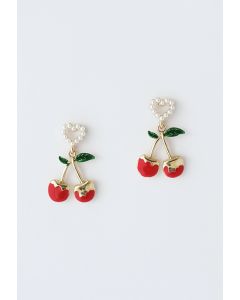 Cherry Pearly Heart Earrings