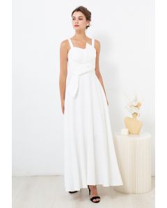 Exaggerated Knot Cami Gown in White