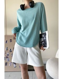 Long Sleeve Soft Touch Cotton T-Shirt in Teal