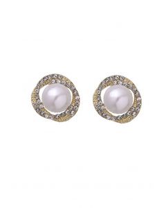 Spiral Shape Single Pearl Earrings