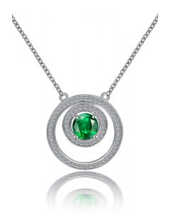 Double Circle Emerald Gem Necklace