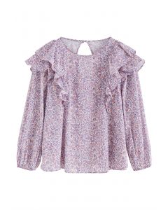 Lavender Floret Tiered Ruffle Top