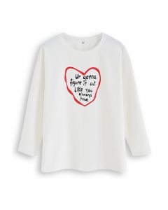 Sentence with Heart Print Oversize T-Shirt