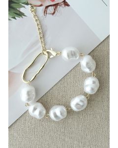 Irregular White Pearl Beaded Bracelet