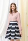 Adorable Stripe Pleated A-Line Midi Skirt