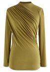Ruched Long Sleeves Top in Olive