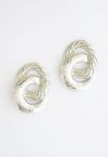 Twist Circle Silver Earrings